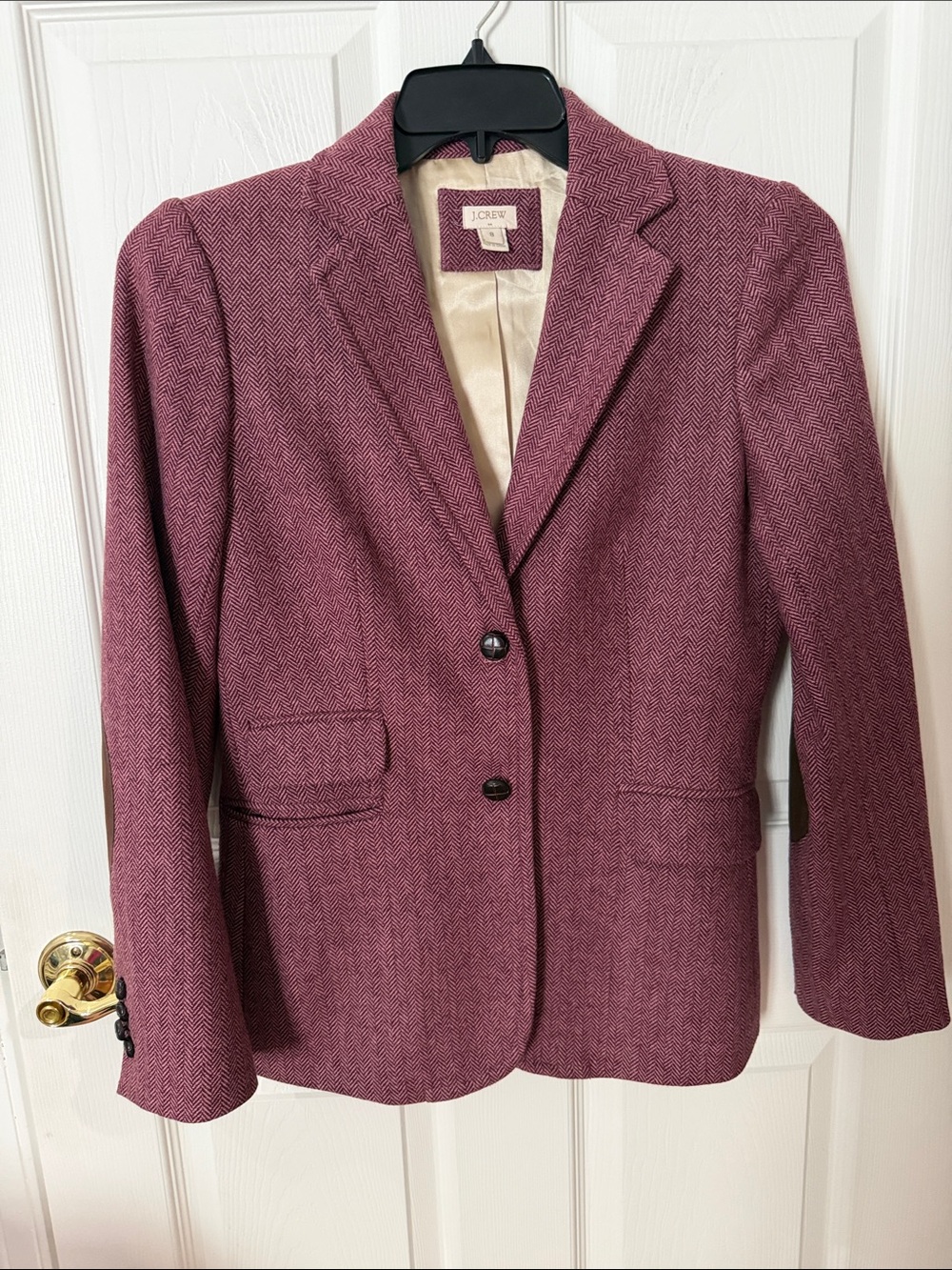J. Crew Women's Herringbone Blazer - Rose Plum with elbow pads size 8 - Picture 1 of 5